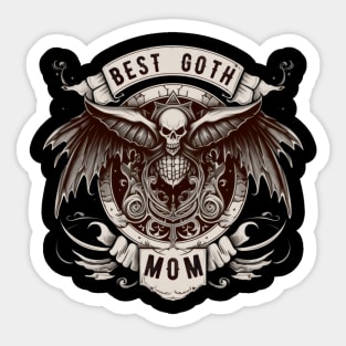 Best goth mum shirt, Mothers day gift for spooky mums, Skull with wings Sticker